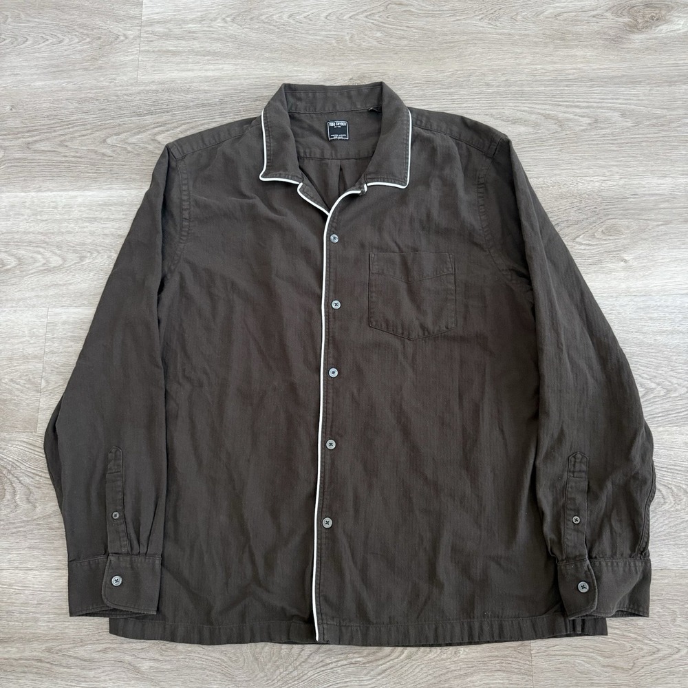 Todd Snyder Shirt Mens 2XL Chocolate Brown Japanese Tipped Lounge Loop Collar